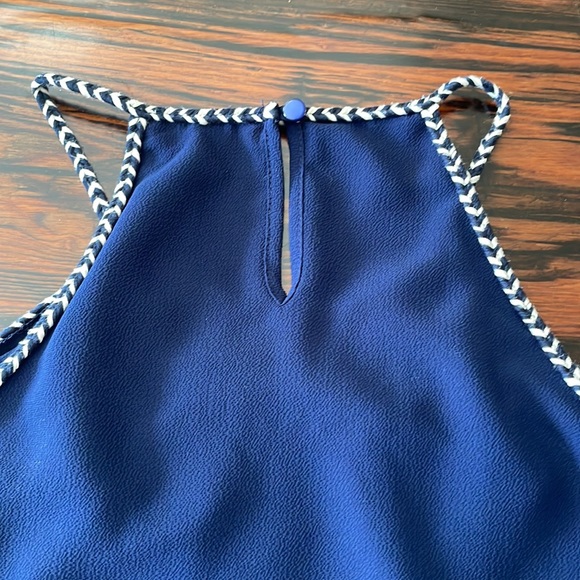 High Neck Navy Tank with Blue and White Braided Trim Size Medium - Picture 6 of 7